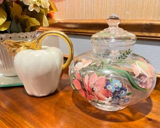 •Pottery Barn Apple pitcher
•Gorgeous Italian Hand-painted Apothecary jar