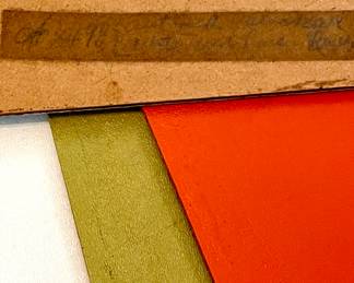 Detail pic or KodaWood color panels. 
Tape/ Tag Reads: Autumn Gold White Black Persimmon Ruche (Vinyl Style)