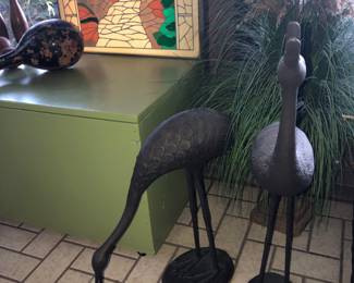 Pair of Bronze bird sculpture 