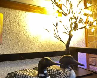 Vintage Carved Loon Decoy Pair 
Signed Wang  91-8-9