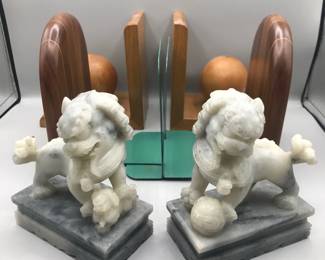Bookends Including Chinese Foo Dogs