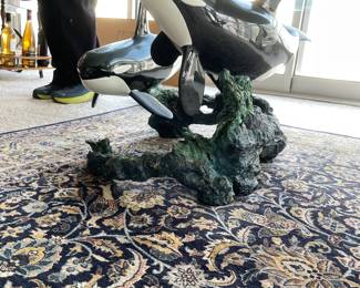 Orca Killer whale sculpture Robert Wyland coffee table