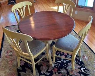 004 Nichols Stone Wood Table and Four Chairs