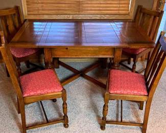Vintage English Oak Draw Leaf Table