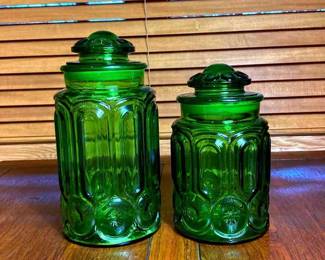 Vintage LE Smith Green Canisters