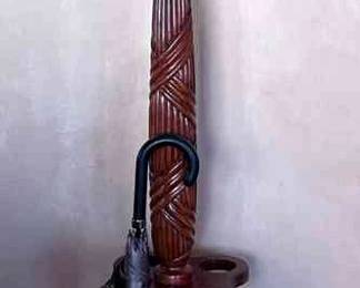 Solid Wood Standing Coat Rack And Umbrella Holder