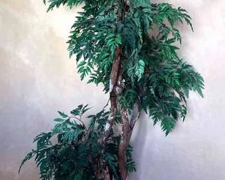 Fern Ceramic Planter With Large Artificial Tree