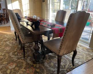 Pottery Barn trestle table with coordinating Pottery Barn dining chairs