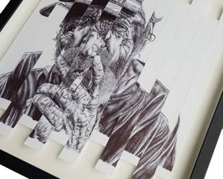 Mark Powell (United Kingdom, 1980)
Sketch of Man Glitch, 2021
Charcoal on Paper
Framed in a bespoke frame
Drawing is protected by an archival UV protective mat varnish spray Starting Price $400