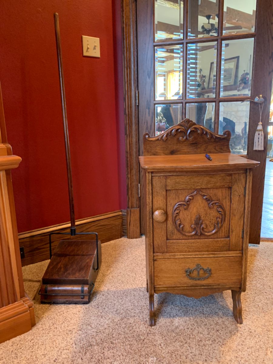 Antique sweeper and night stand