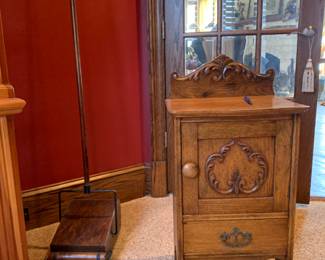 Antique sweeper and night stand