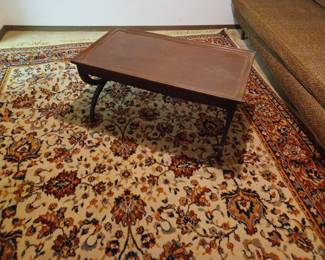 Mahogany coffee table mid century sofa and a wonderful Asian rug