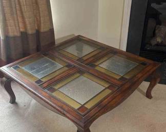 Glass and Wooden Coffee Table