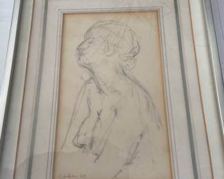 (3)  Kahlil Gibran drawings. Signed