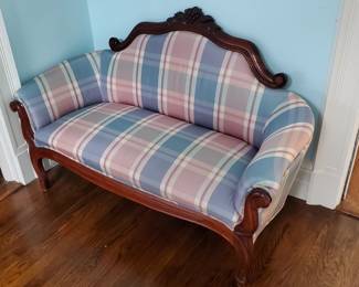 Antique loveseat custom upholstery