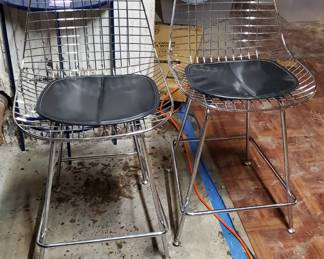 Set of three steel bar chairs
