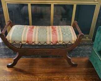 Custom upholstered antique bench