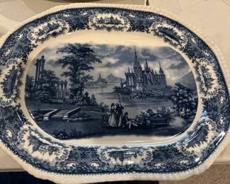 LOTS OF BLUE AND WHITE ITEMS.