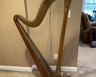 19TH CENTURY HARP. NO PROOF, BUT SUPPOSEDLY BELONGED TO STEVEN DOUGLAS AT ONE TIME. ABRAHAM LINCOLN'S PRESIDENTIAL OPPONENT.