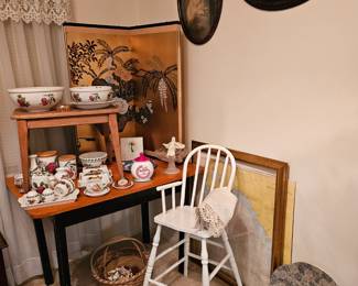 Desk, Asian  FOUR piece Screen, highchair, Portmeirion China, Red Mark Portmeirion.