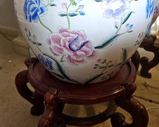 Asian Koi Pot on Stand