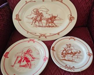 Cowboy Plates in Brown and Red