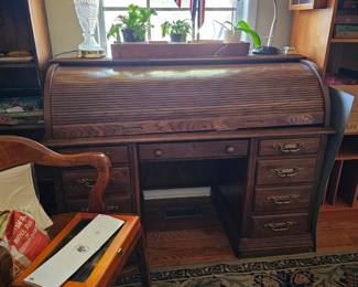Roll Top Oak Desk