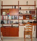 Two of three mid-century modular teak wall units