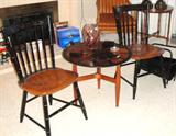 Hitchcock chairs and mid-century side table