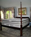 King size 4-poster mahogany bed. Cal King mattress purchased in Feb 2013 and hardly used.