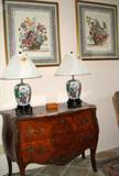Louis XV style marble top bombe commode