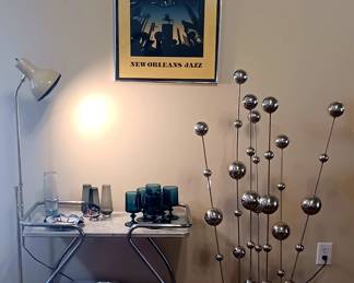 Marvelous 1950s Bar Cart and Sculpture 