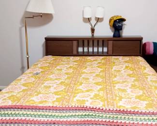 Fabulous Mid Century Bed with Attached Reading Lamps!