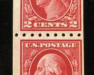 US 2c Washington Coil Pair With 9 Perforations