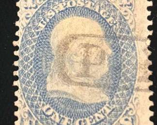 1867 1c Franklin, blue
