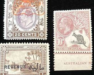 Hong Kong, Iraq Australian Revenue Stamps