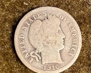 1916 Barber Silver Dime