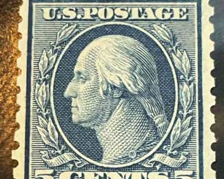 Scott No 447 Washington 5c Blue 