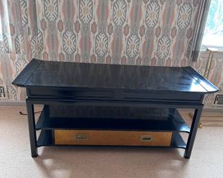 Interesting Asian design table with pull out drawers on the side