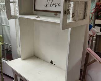 Farmhouse style cabinet, used for display, chicken Wire doors can be put back on front, hole for using with tv.
