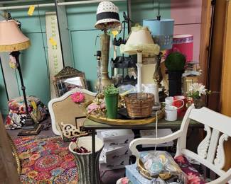 Various home decor, Christmas, lamps baskets and much more.