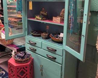 Vintage painted one piece cabinet.