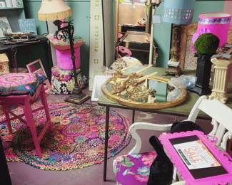 Home decor, lamps, mirrors, ethnic decor, pictures, baskets, rugs, glassware and misc.