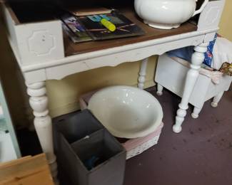 Vintage glassware and various home decor.