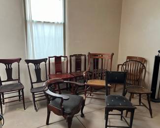 Beautiful old chairs. Round chair was on Antiques Road Show years ago.