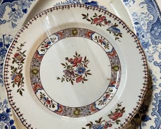 Vintage flower pattern porcelain. Lots of plates, tea cups, serving dishes, pitchers etc.