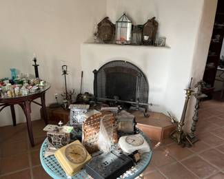 Vintage clocks and toasters! Old Santa Fe railroad number nails. 