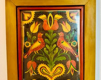 David Ellinger Fraktur, signed & inscribed by artist on reverse