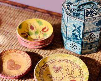 Breininger, Robesonia PA redware pottery (top and bottom R)  