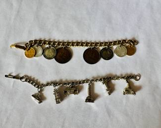 Charm bracelets: coins (top) and San Francisco (bottom)